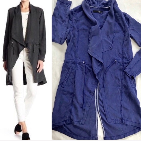 Max Jeans Jackets & Blazers - Max Jeans Long Drape Jacket Blue Tencel XSmall